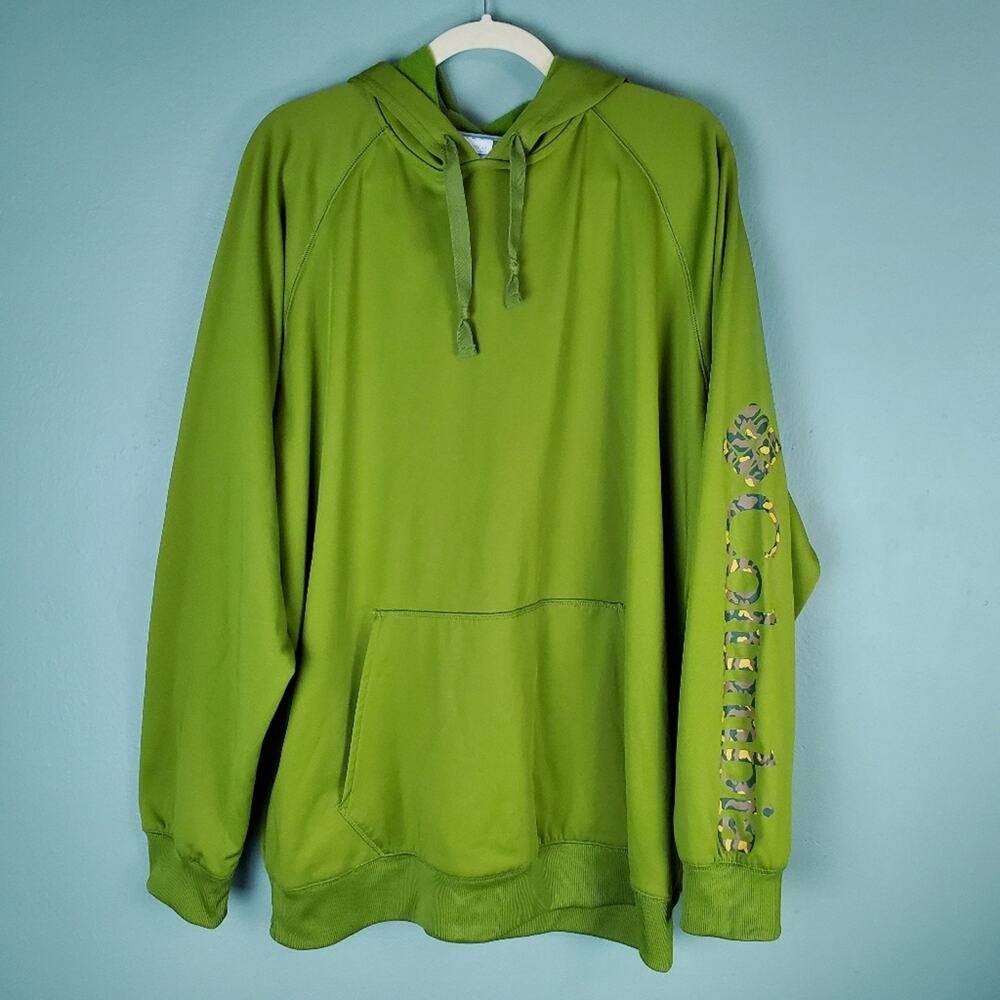 Columbia Men's Green Leka Slope Graphic Spell Out Long Sleeve Hoodie Size XXL